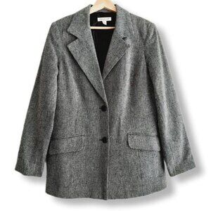 COLDWATER CREEK 100% Silk Micro Grid Classic Blazer Jacket Sz 12
